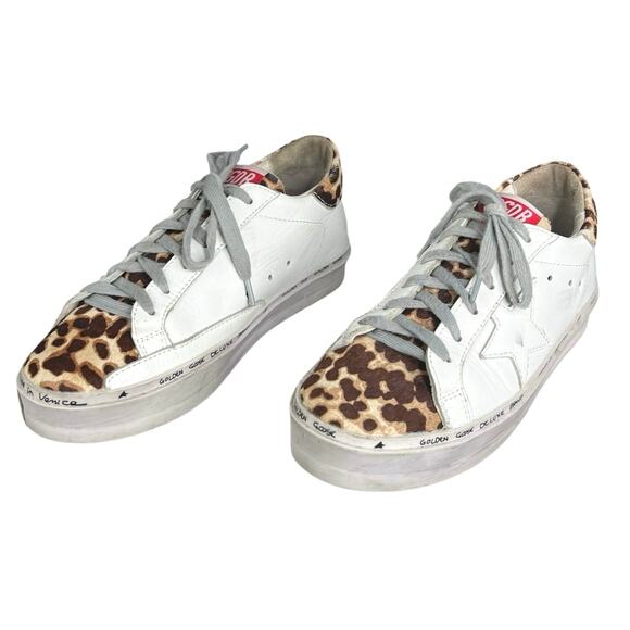 Golden Goose Women’s Hi Star White Leopard Print Sneaker Size 38 US 8 - Picture 6 of 11